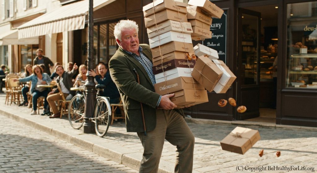 19 Boxes of Pastries Tipping In Elder Man's hands